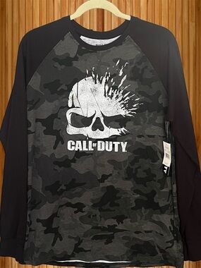 NWT Call of Duty Mens (M) Black Ops Camo Long Sleeve Shirt Elite Shatter Skull